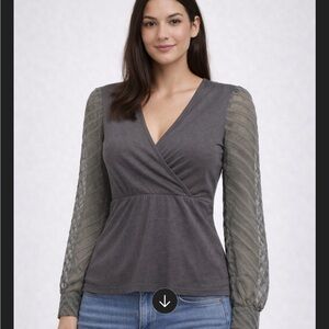 Elegant dark blue Dress with Sheer Sleeves